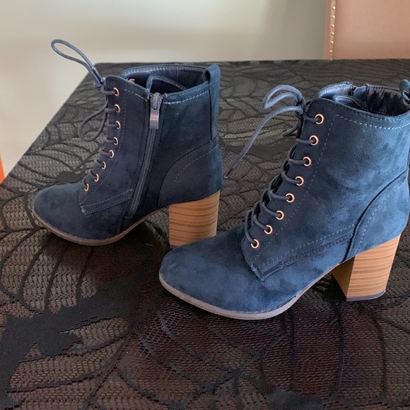 Womens 6.5 Blue Navy Suede Calf Boots - Picture 3 of 6